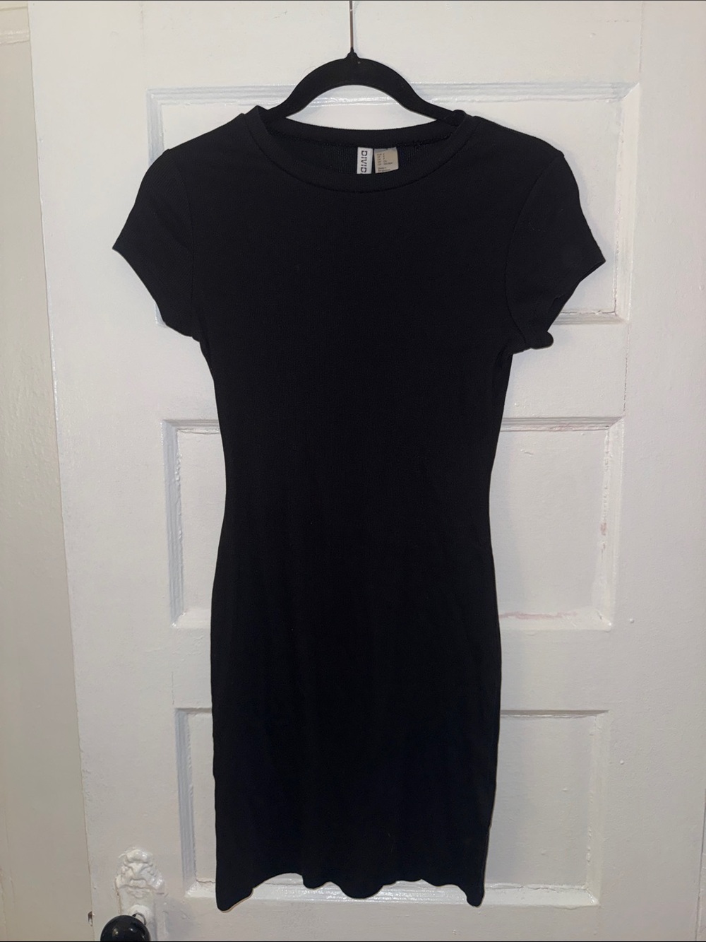 H&M Divided Black Ribbed Short Sleeve Dress